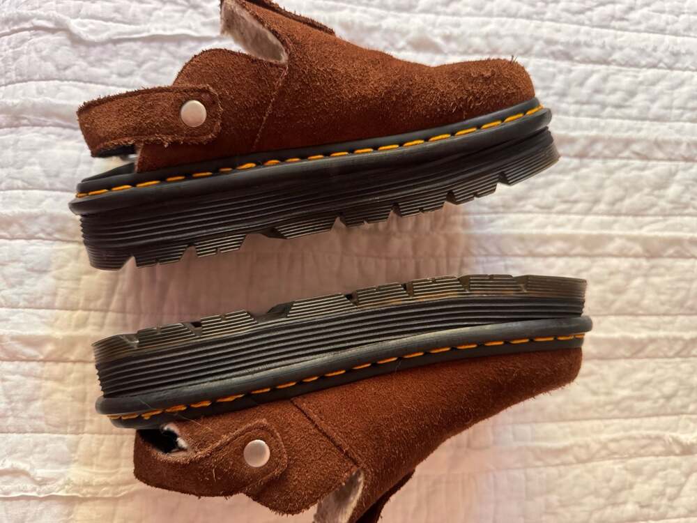 Dr. Martens Zebzag Faux Shearling Lined Suede Slingback Mules - Picture 5 of 7